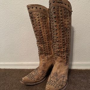 Corral studded tall cowgirl boot